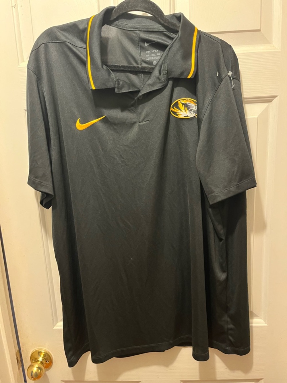 Nike Men's Black & Yellow Polo Shirt with Mizzou logo